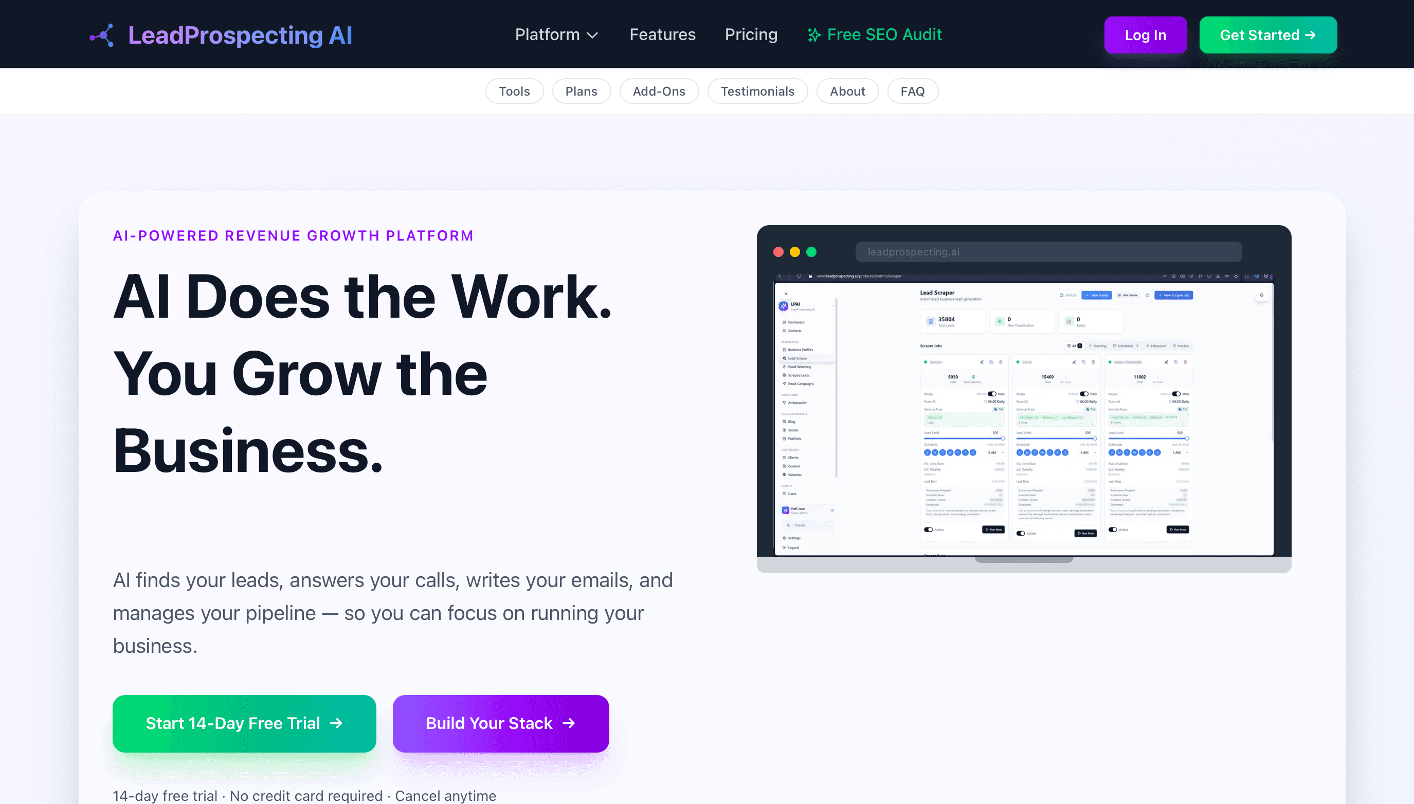 LeadProspectingAI CRM dashboard